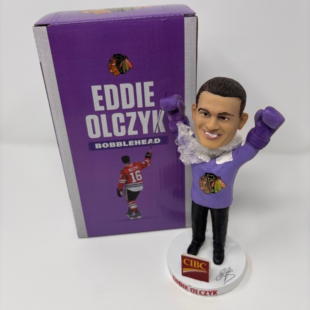 Chicago Blackhawks Eddie Olczyk Bobblehead 10/27/19 Hockey Fights Cancer SGA NIB